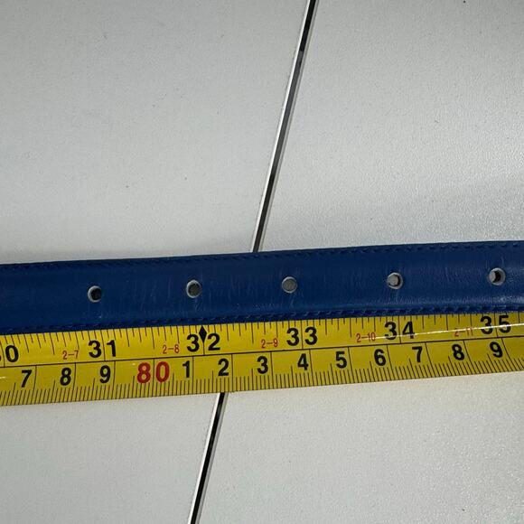 Vintage 1980s Blue Women’s Leather Skinny Size Large Taiwan Size 34 - Picture 5 of 7